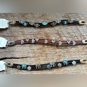 Leather Charm Bracelets, Hamsa & Evil Eye, Owl or Elephant Clover